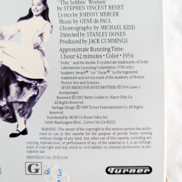 3/$15 Seven Brides for Seven Brothers VHS tape Jane Powell Howard Keel Musical - Picture 4 of 6